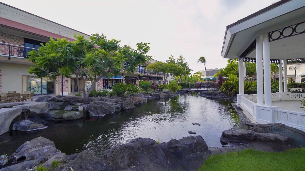 A favorite among locals- the peaceful koi pond at Fashion Island